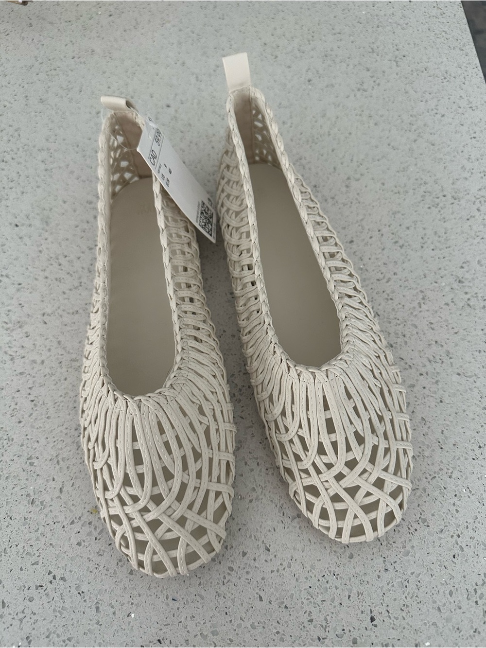 H&M Braided Woven Ballet Flats Ivory/Cream Size 9 NWT